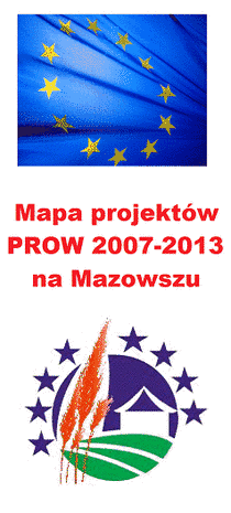 Mapa projektów zrealizowanych w ramach PROW 2007-2013 na Mazowszu